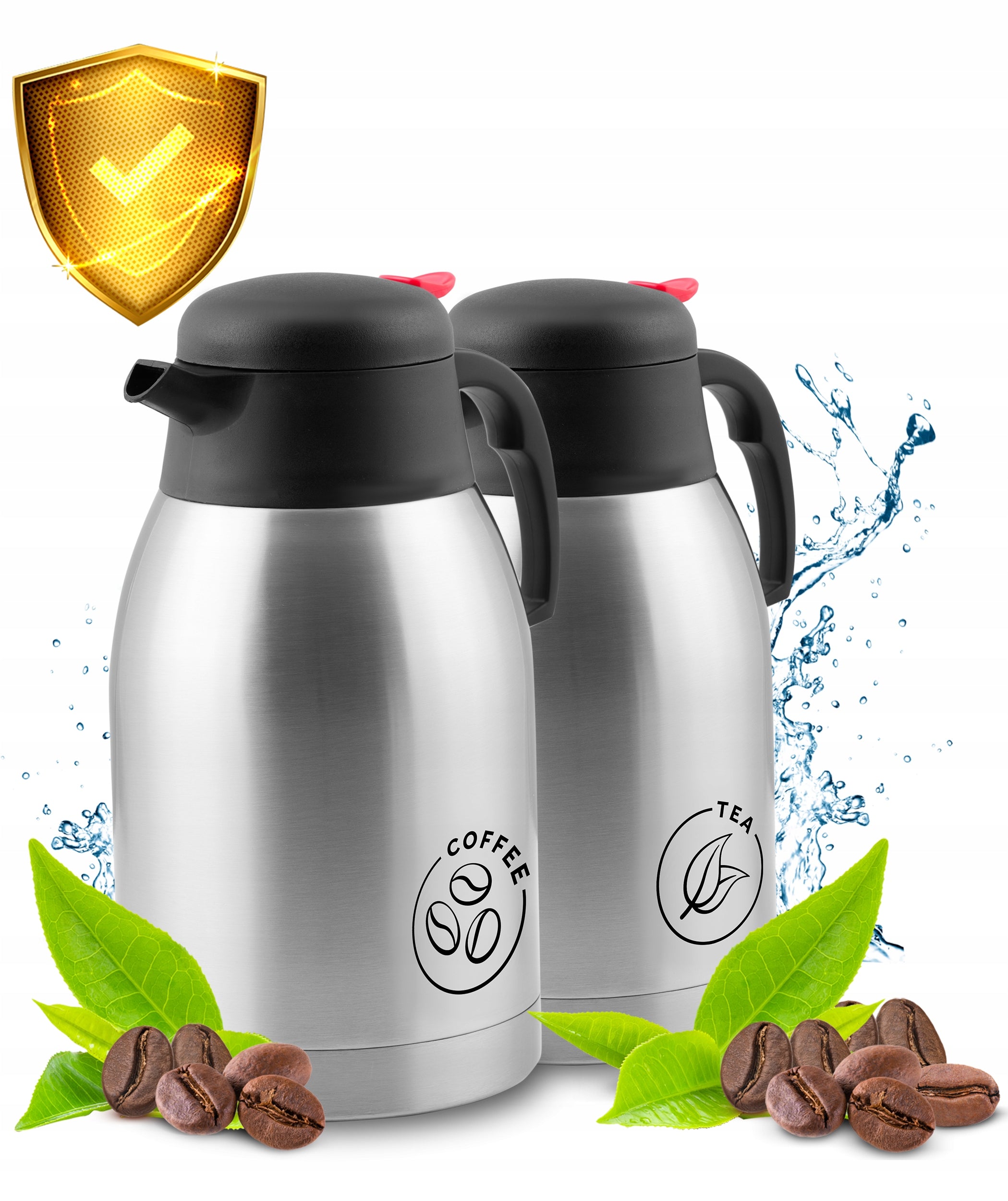 Coffee Tea Pot Conference Thermos Vacuum Steel Set 2x2L Color silver