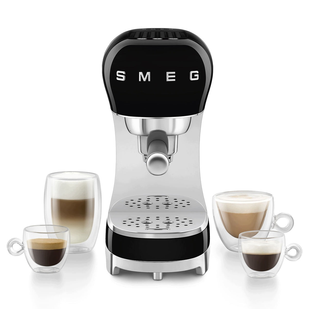 Coffee maker and milk frother set Smeg ECF12BLEU Black Packaging status original