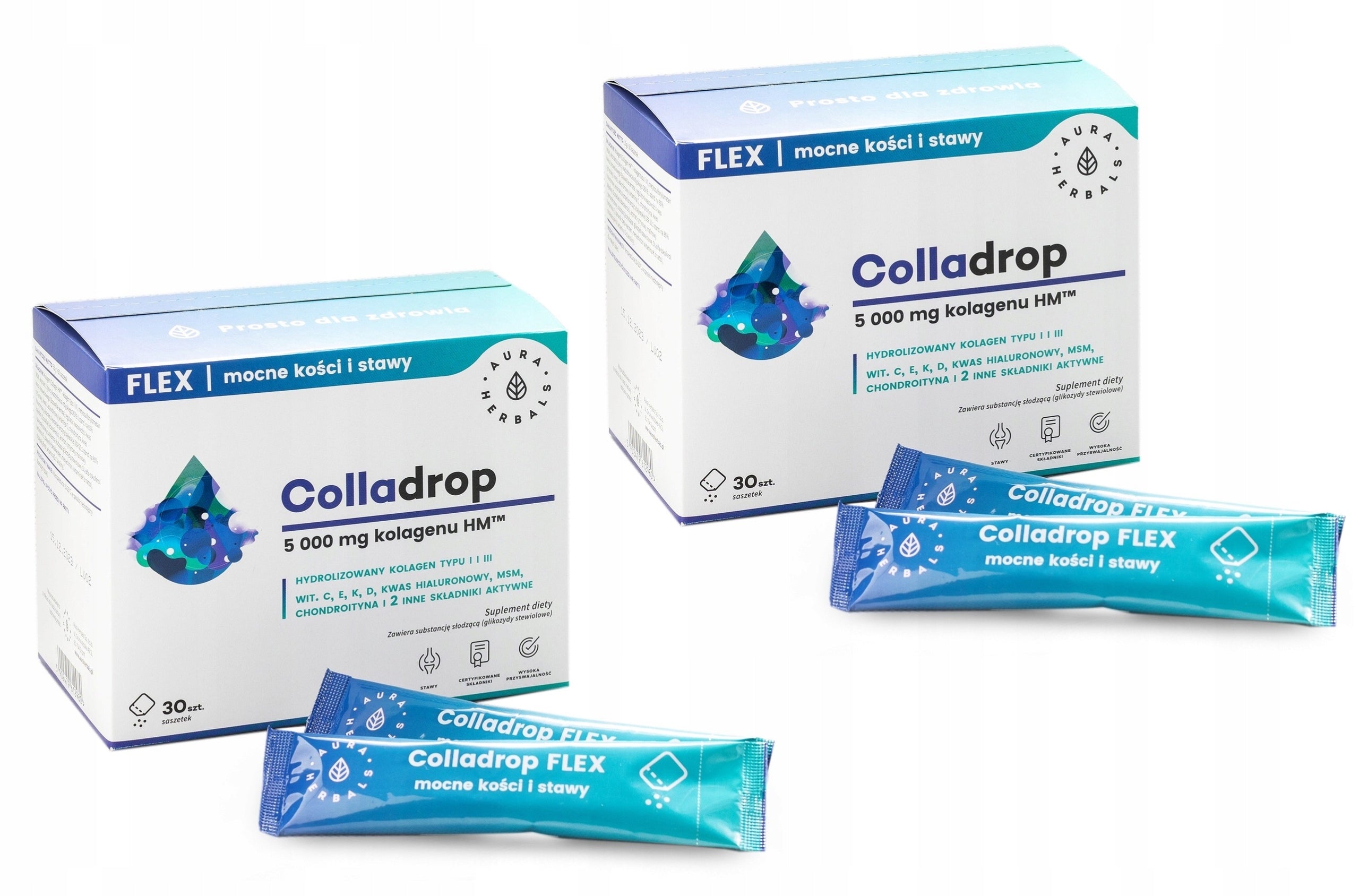 Colladrop Flex marine collagen 5000 mg joints 30 pieces x2 AURA HERBALS SET