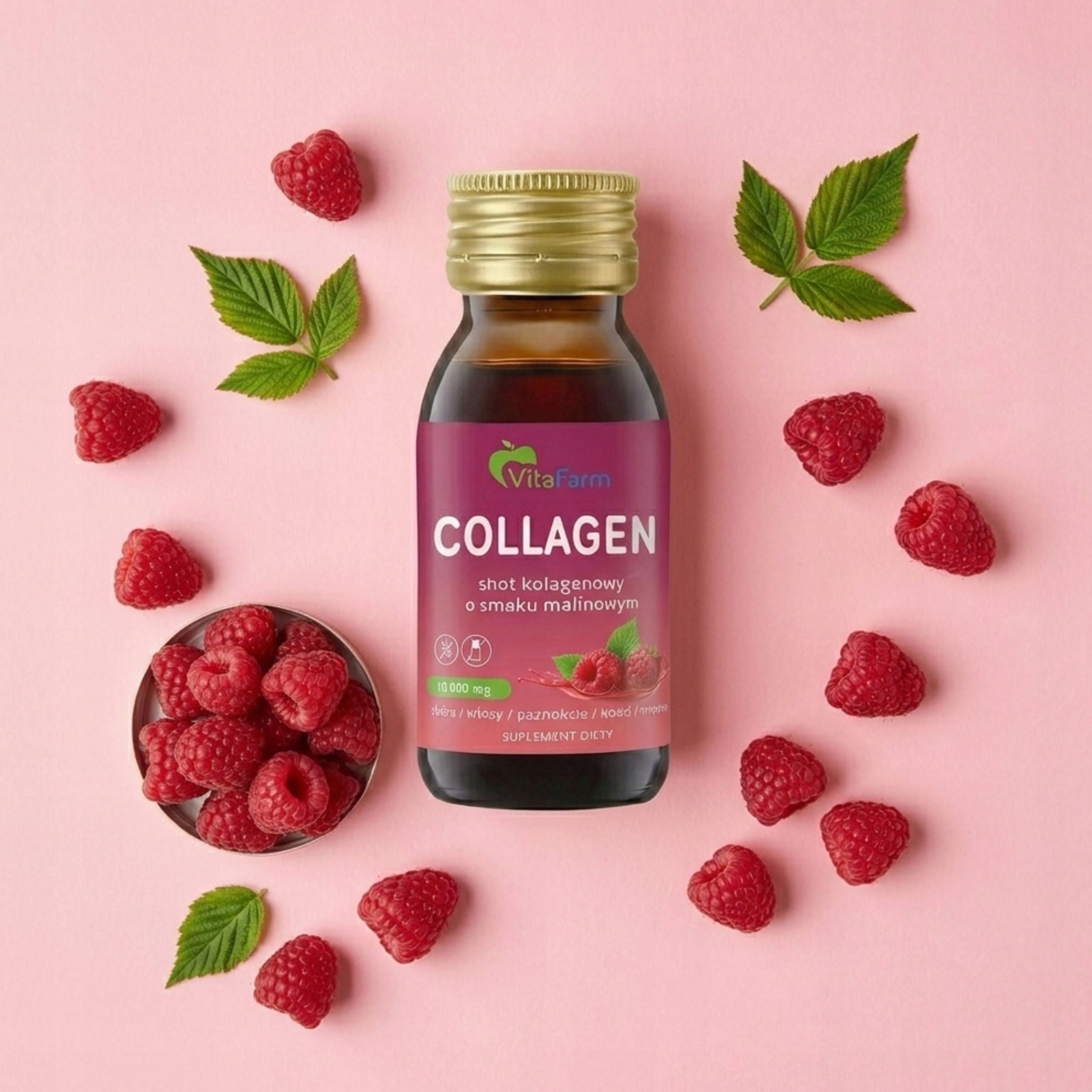 Collagen 10000 mg for drinking Raspberry 30 x 30 ml SHOT for nails hair joints Packaging status original