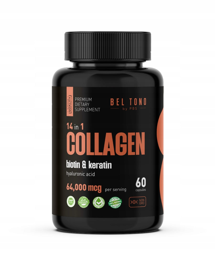 Collagen + Biotin + Keratin + Hyaluronic Acid BelTono 64000mcg, 60 capsules