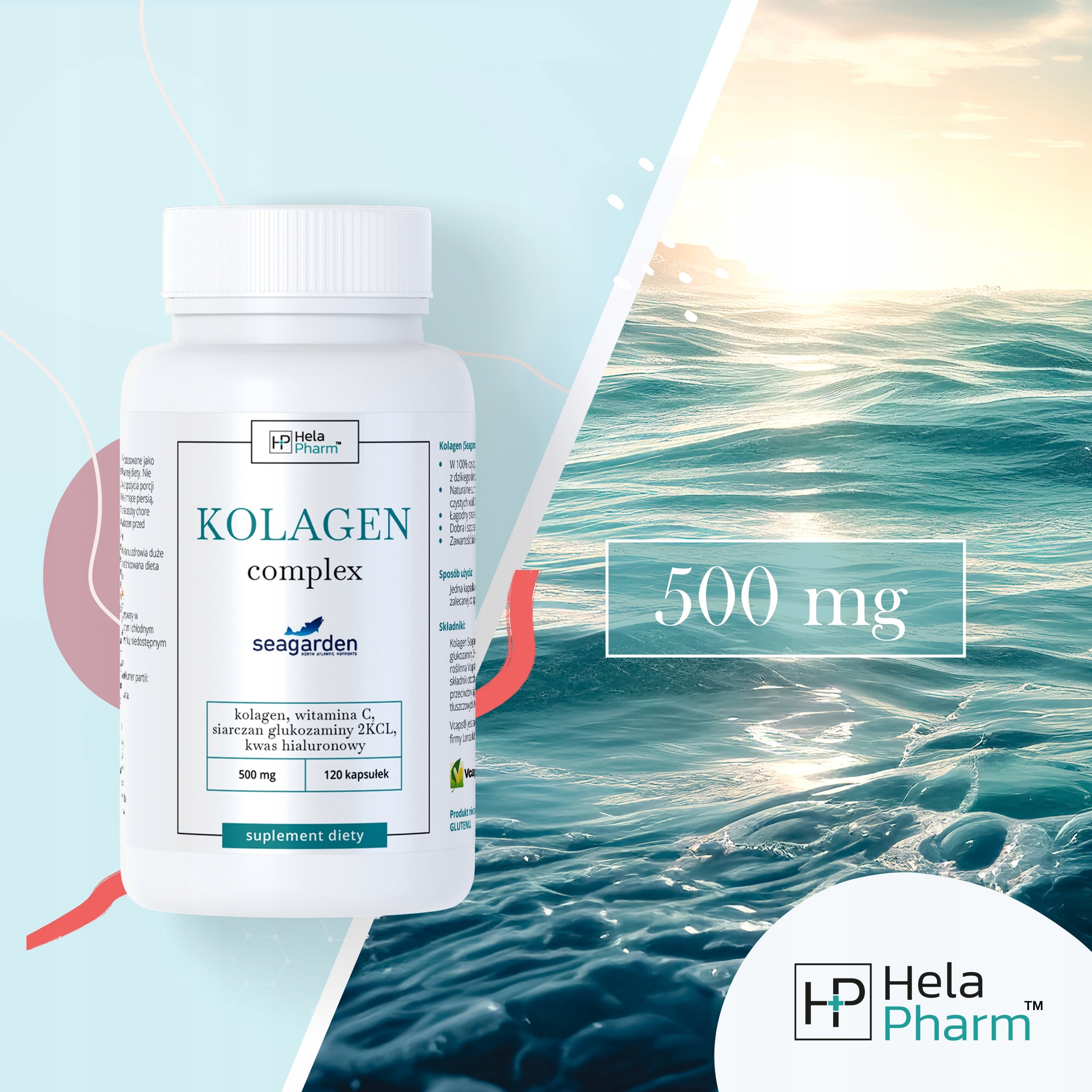 Collagen Complex 500mg Fish Sea Skin, JOINTS, BONES 120 capsules Manufacturer code KOLAGEN COMPLEX 500mg 120 kapułek