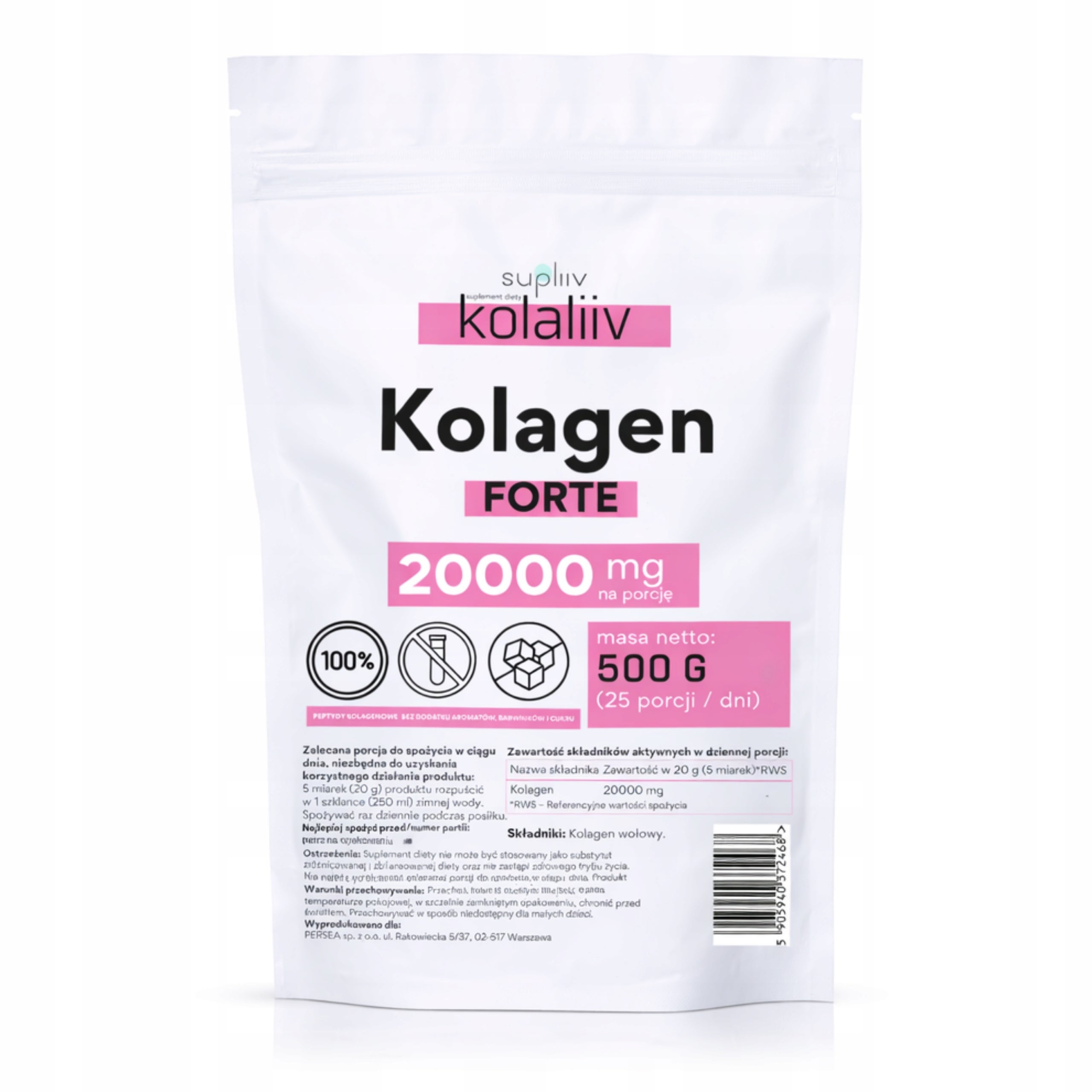 Collagen FORTE 20000 mg POWDER 500g PREMIUM 100% PURE NATURAL QUALITY