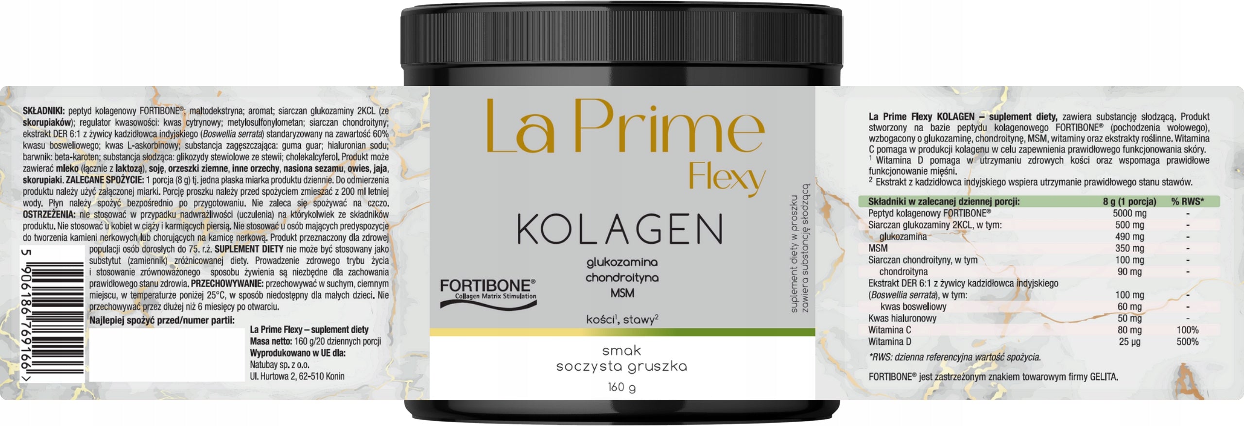 Collagen For Joints Beef LA PRIME FLEXY Fortibone Powder Skin Bones EAN (GTIN) 5906186769166
