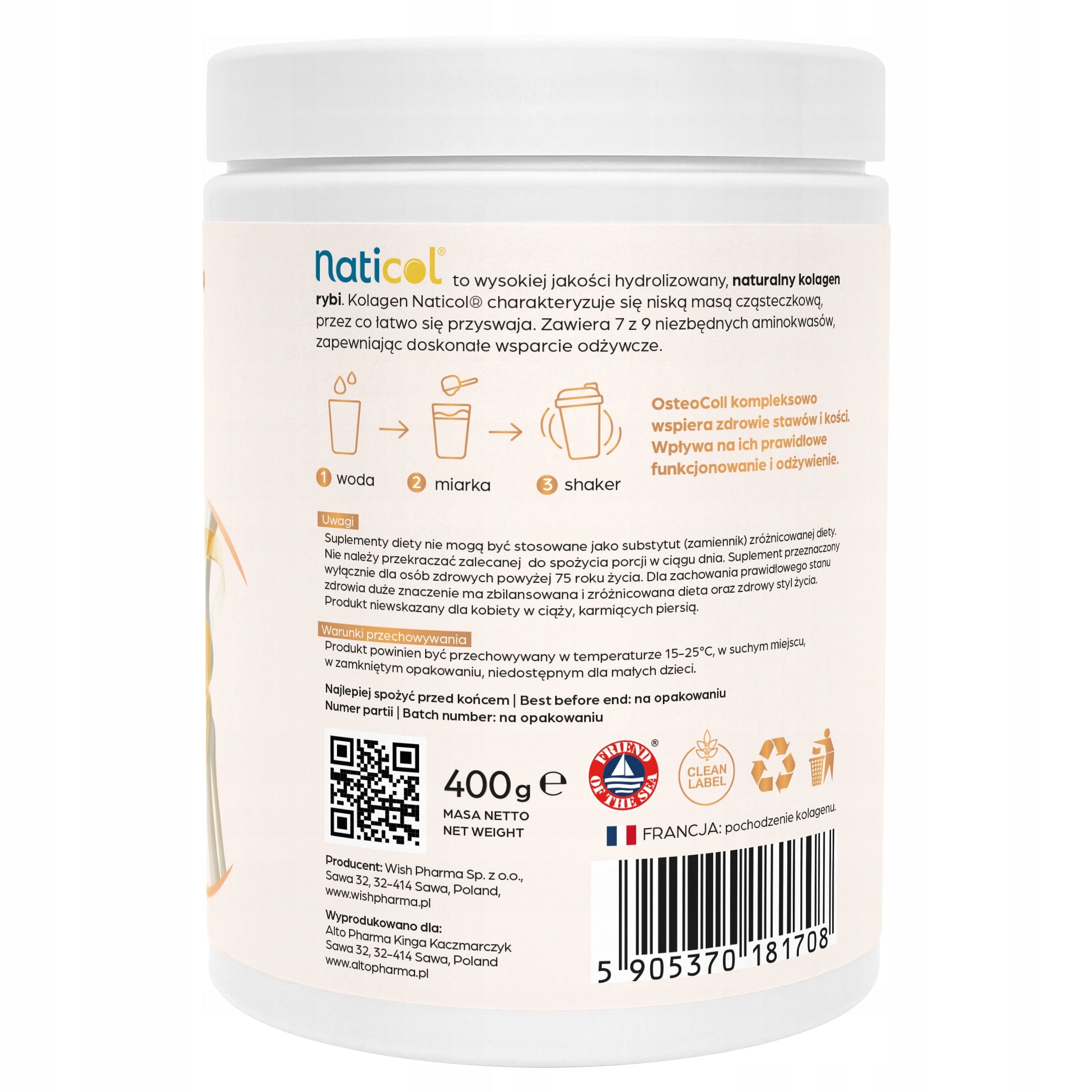 Collagen For Joints OSTEO COLL 10000 mg For Drinking Wit C Bones Raspberry Mint 400g Brand Alto Pharma