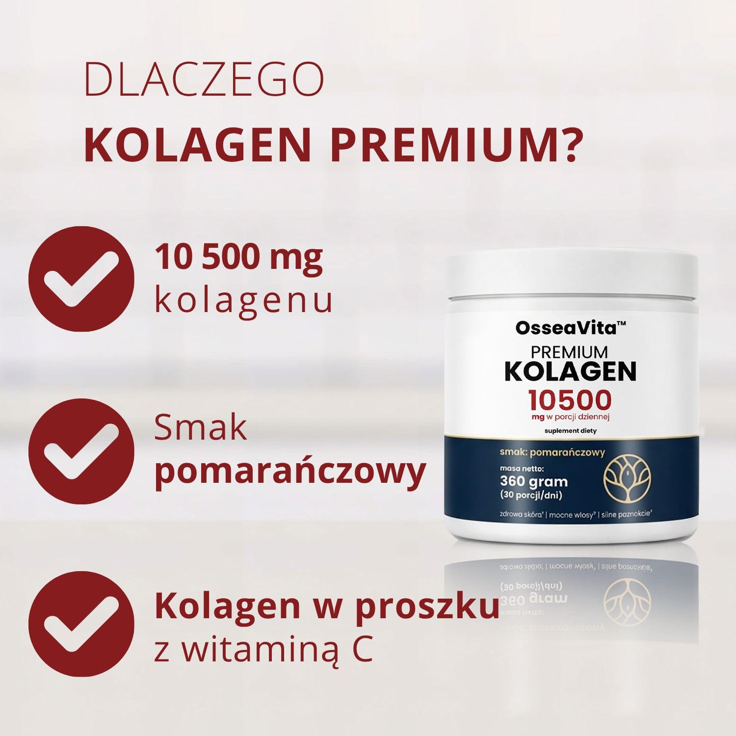 Collagen Premium 10 500 mg – Joints Skin Bones | Orange Flavour 30 Servings Packaging status original