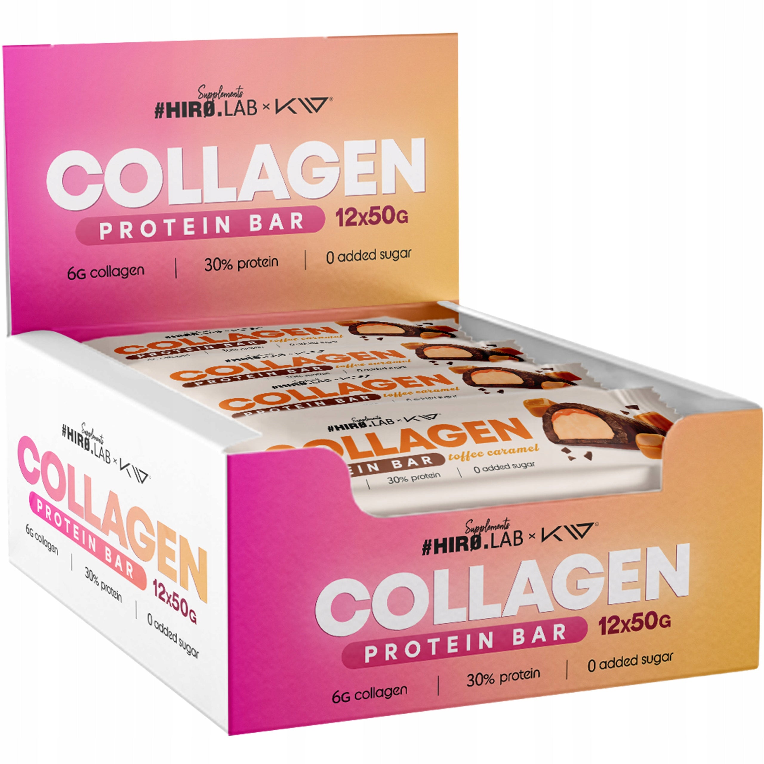 Collagen Protein Bar HIRO.LAB Collagen Bar 12x50g Caramel Toffee Packaging status original