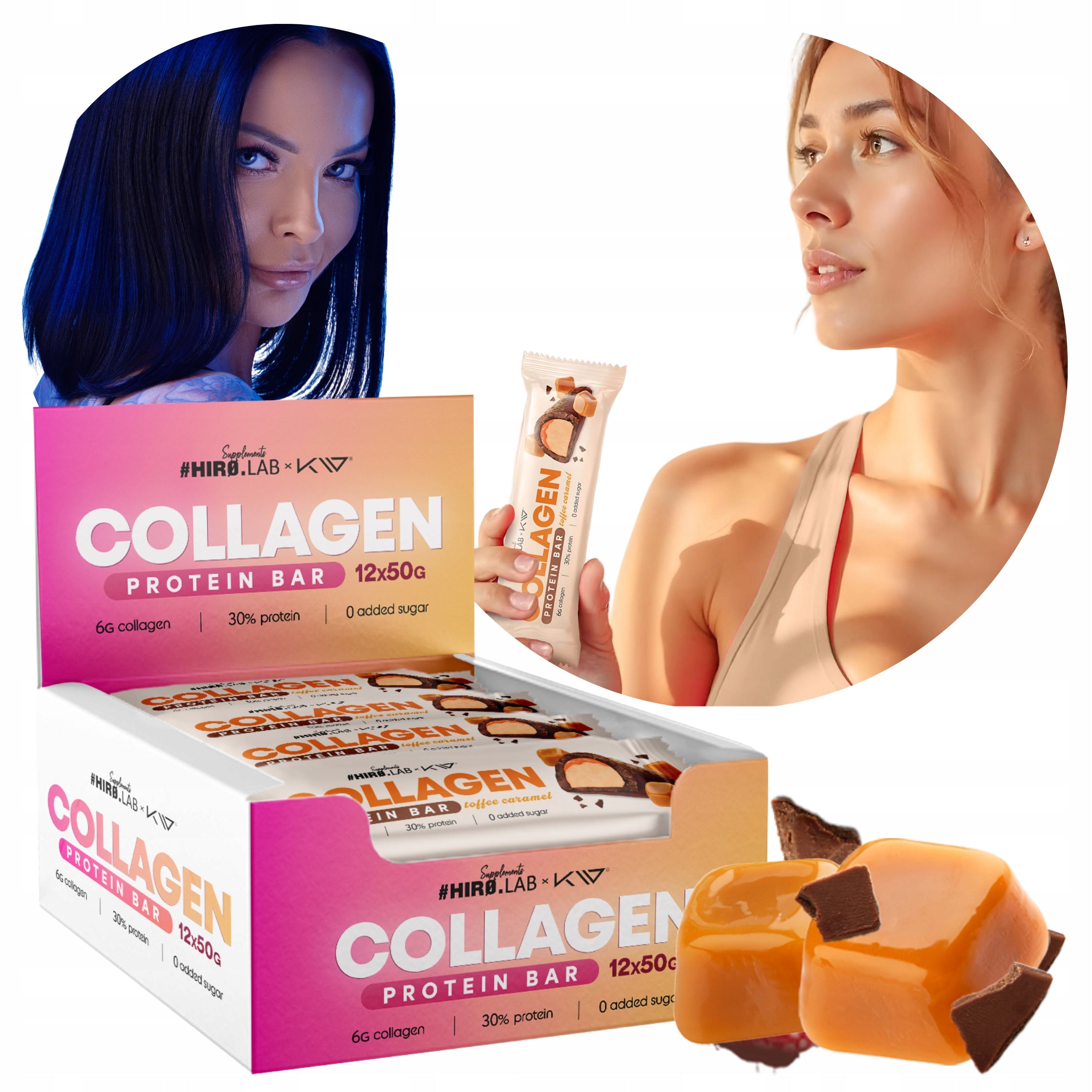 Collagen Protein Bar HIRO.LAB Collagen Bar 12x50g Caramel Toffee