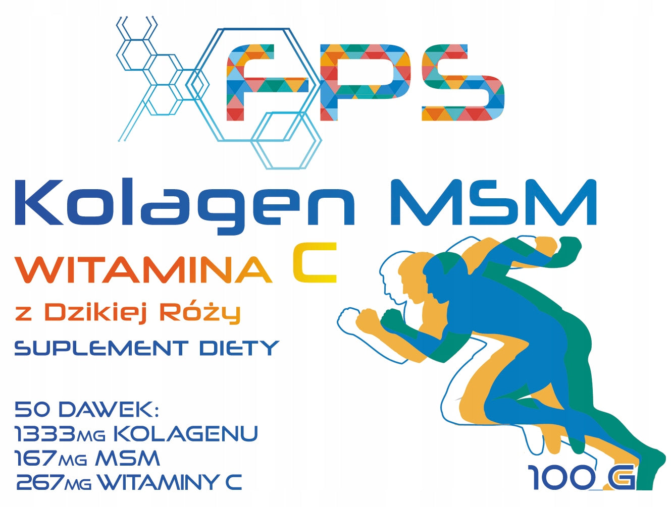 Collagen for joints Knees MSM Vitamin C powder 100g FPS Organic Sulfur Expiration date at least 1 year from the date of purchase