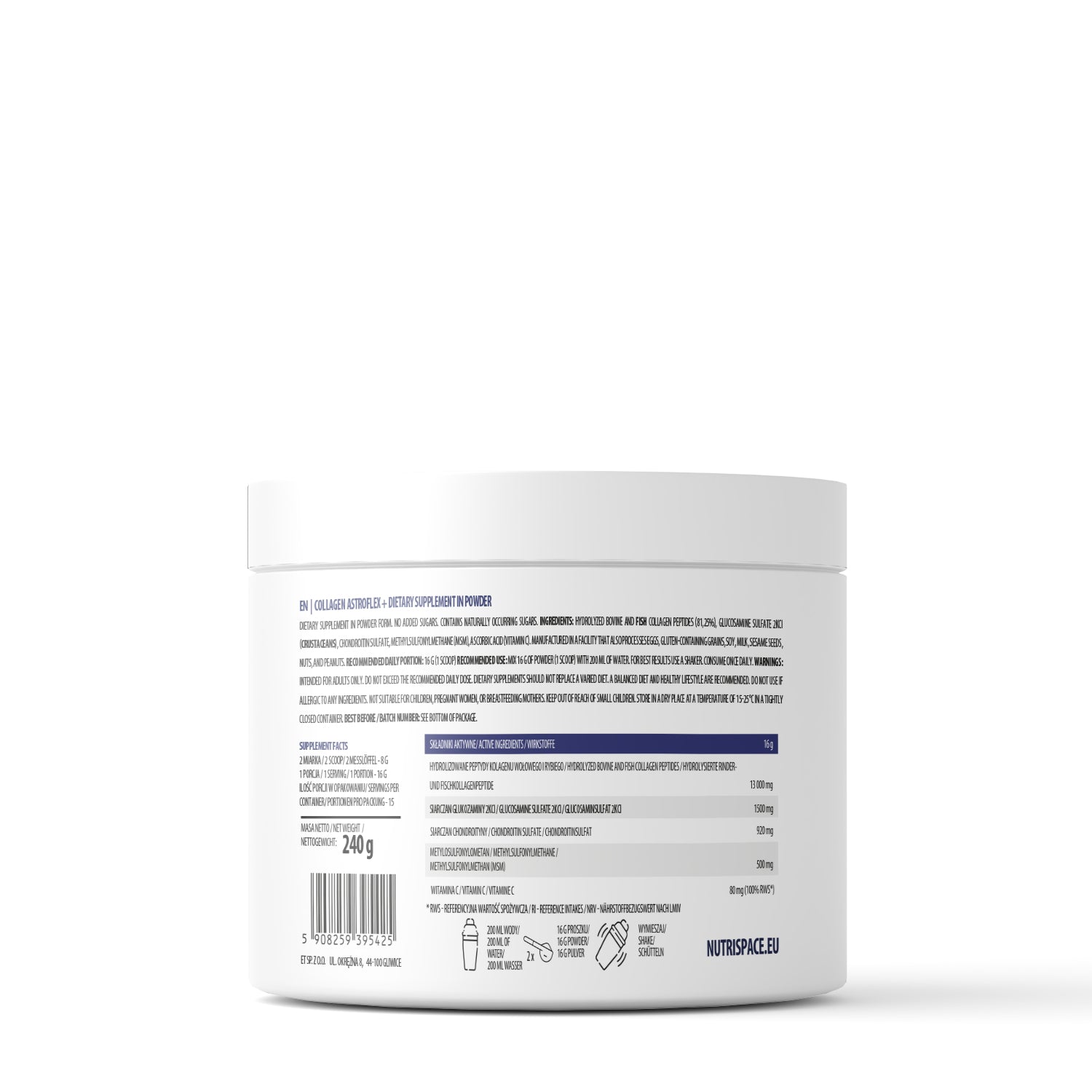 Collagen for joints Natural 240g Powder Regeneration Nutrispace Astroflex Manufacturer code 470301