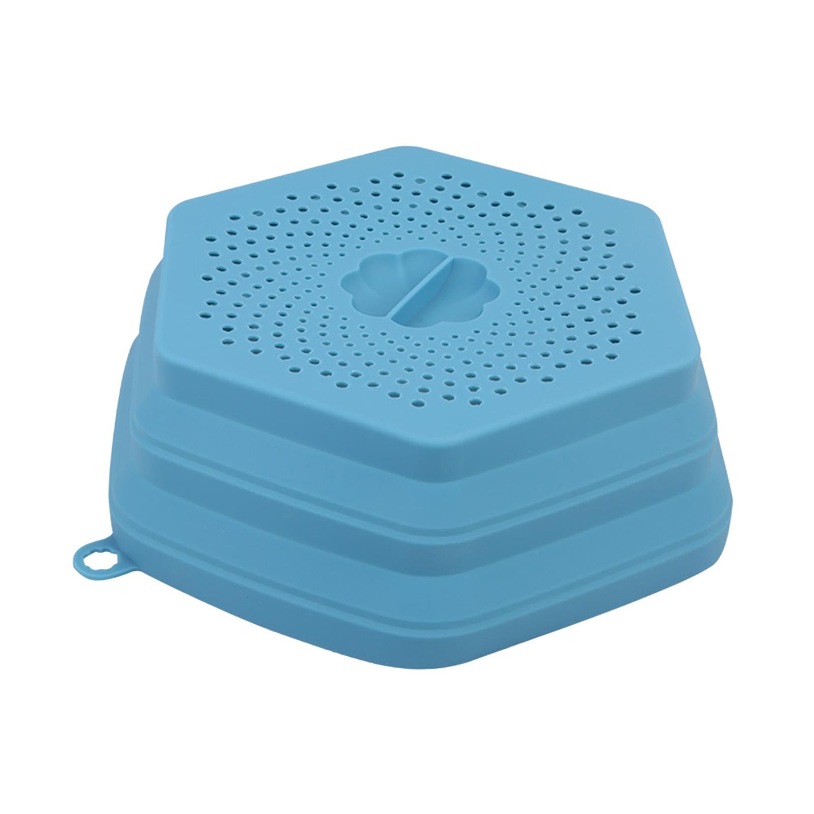 Collapsible Microwave Cover Food Strainer with Grip Handle Blue Brand no brand