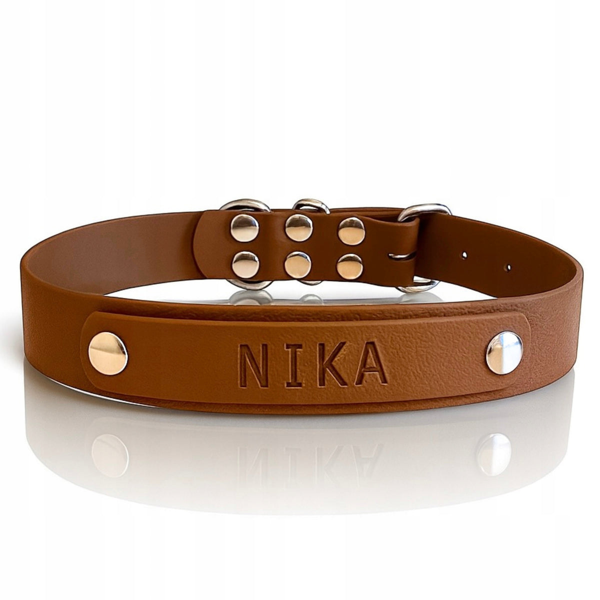 Collar For Small / Large Dog With Name Engraving Waterproof Brown XS