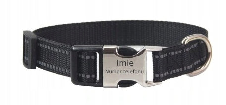 Collar with engraving for Cat Dog YOUR INSCRIPTION! Reflective Black M