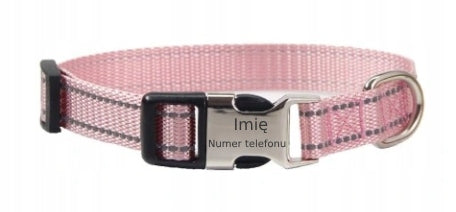 Collar with engraving for Cat Dog YOUR INSCRIPTION! Reflective Pink XS