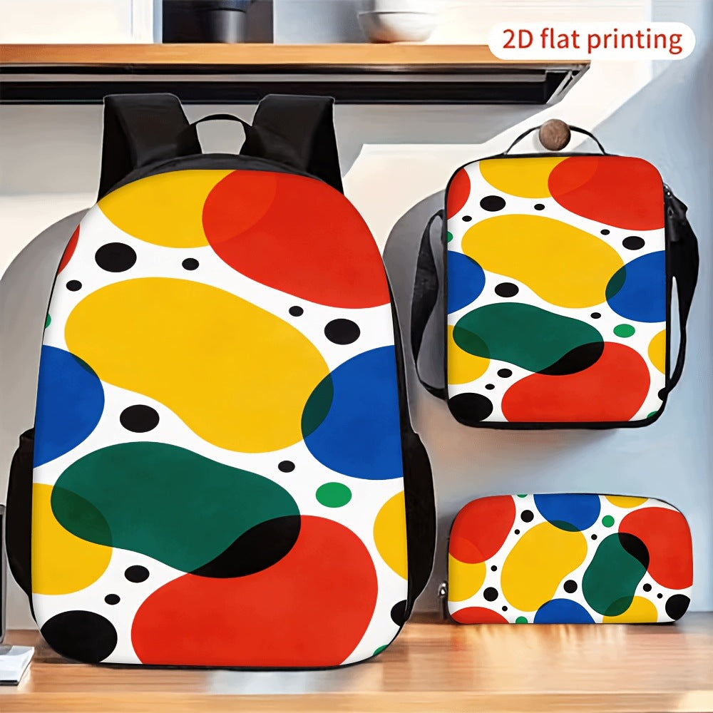 Color Block 3-Piece Backpack Set