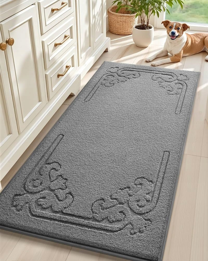 Color&Geometry Bathroom Rug 60x90 Retro Grey Absorbent Quick Drying