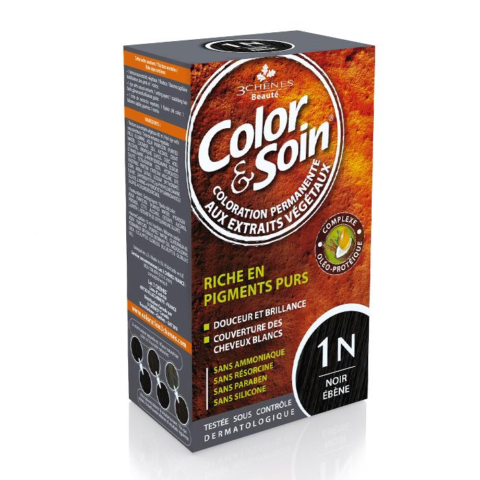Langanhaltendes Haarfärbemittel ohne aggressive Substanzen Color&amp;Soin Nr. 1N, Farbe Ebenholzschwarz, 135 ml 