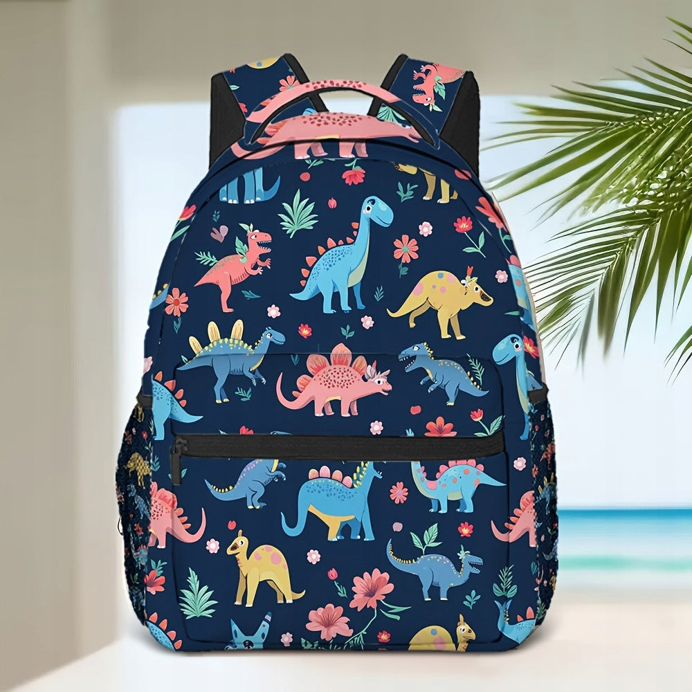 Colorful Dinosaur Backpack - Lightweight, Durable Polyester for School & Travel