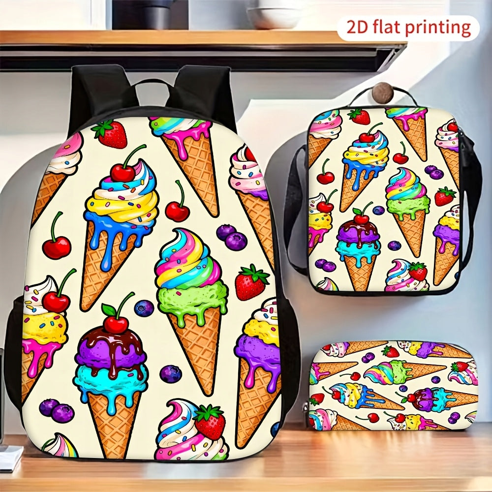Colorful Printed 3-Piece Backpack Set - Lightweight for Daily Travel & Outings