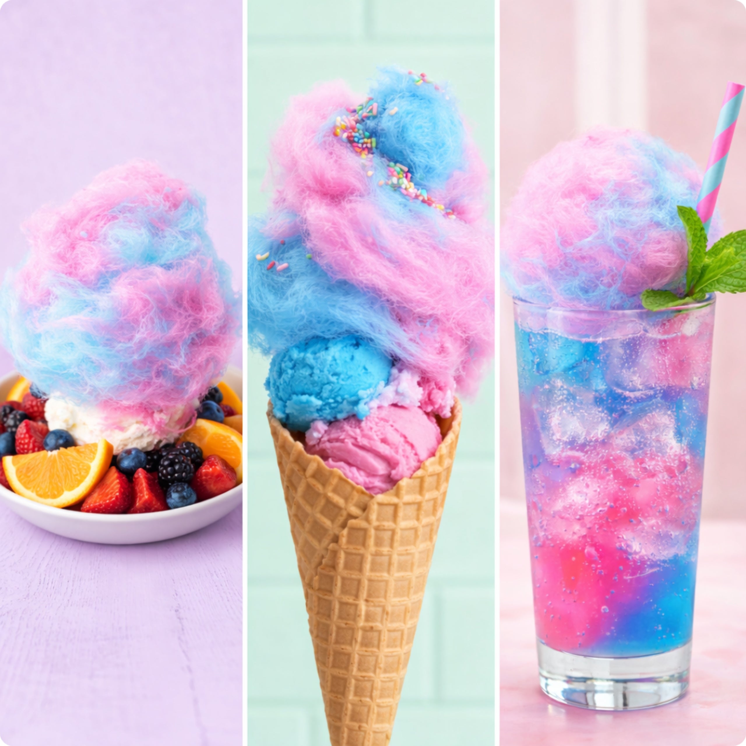 Colorful Sugar For Cotton Candy Flavored Balloon Rubber Blue-Pink 1KG Power 1 W