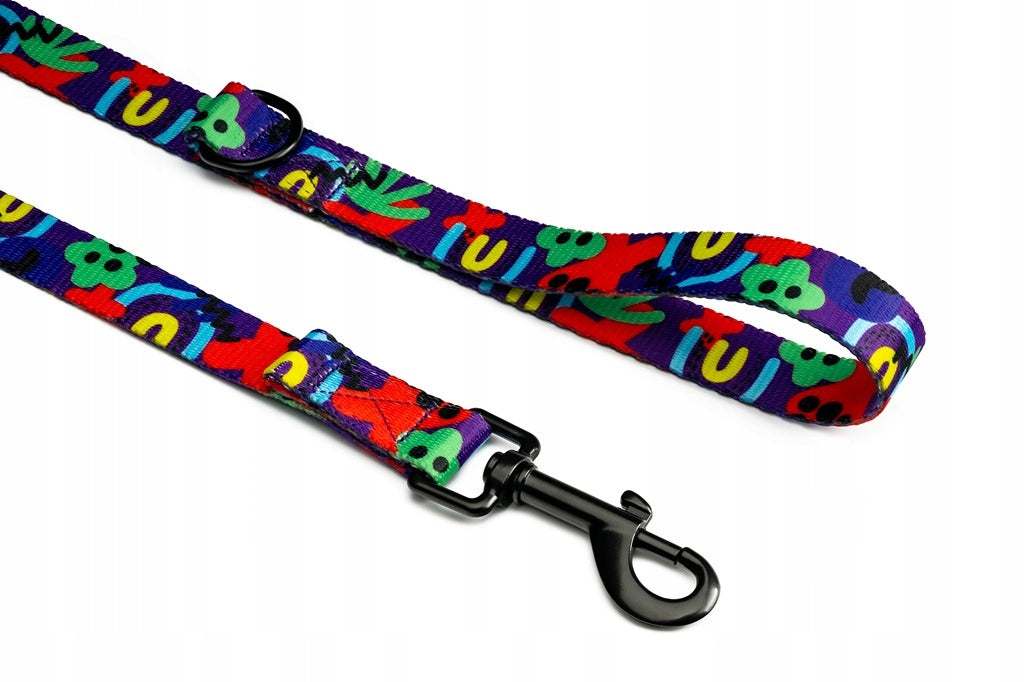 Colorful adjustable leash for dog 4 Funky Neon Bloom 2,5 cm / 300 cm –L/XL Manufacturer code 660136