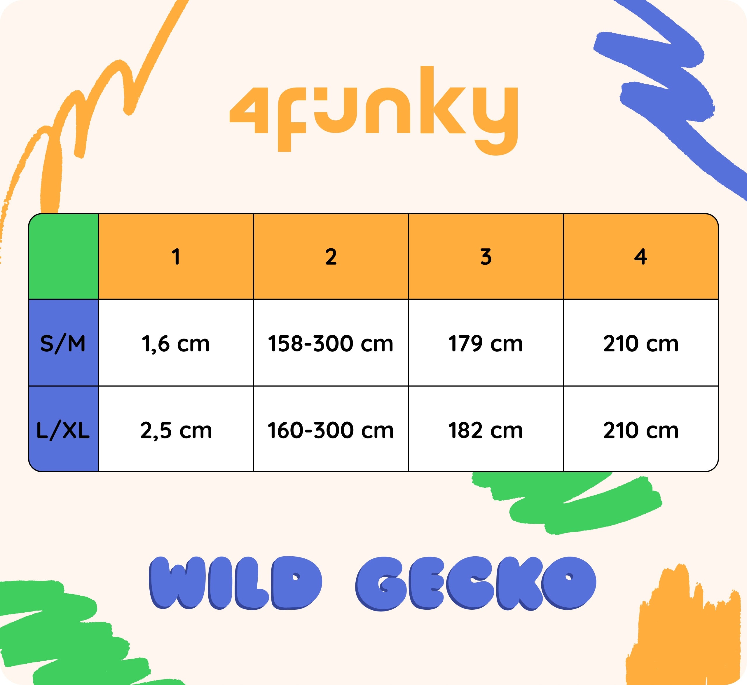Colorful adjustable leash for dog 4 Funky Wild Gecko 1,6 cm / 300 cm – S/M Maximum leash length 3 m