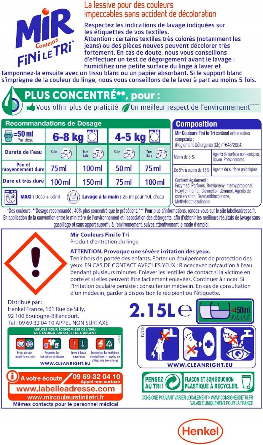 Colour washing liquid Mir 2,15 l Manufacturer code 3178041