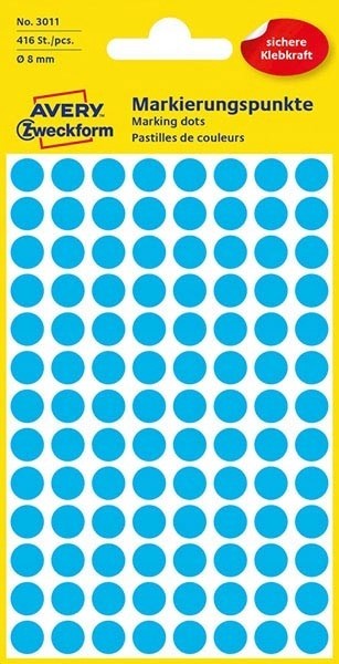 Coloured circles for marking Avery 8 mm, sky.