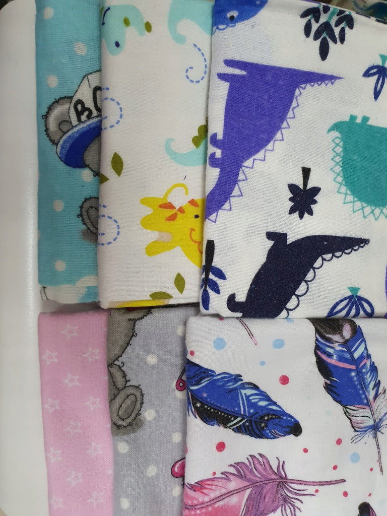Coloured flannel diaper, 80x70cm,