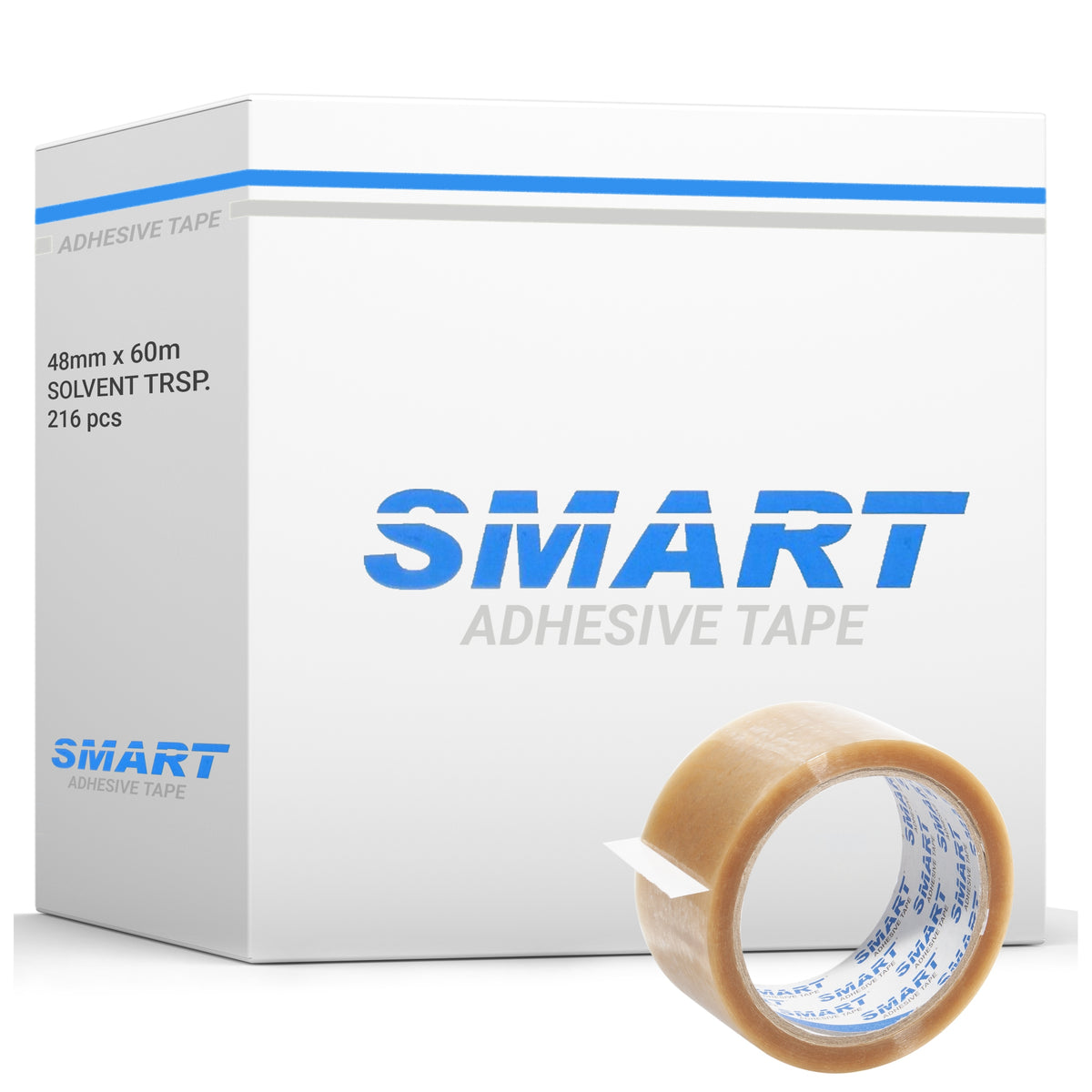 Colourless Packing Tape 48/66y RUBBER Transparent Solvent SMART 216pcs Brand Smart