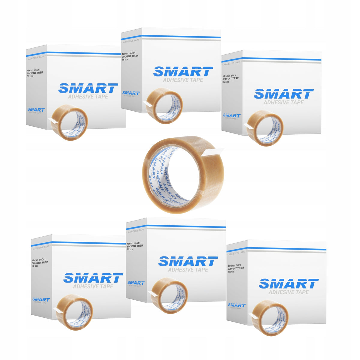 Colourless Packing Tape 48/66y RUBBER Transparent Solvent SMART 216pcs