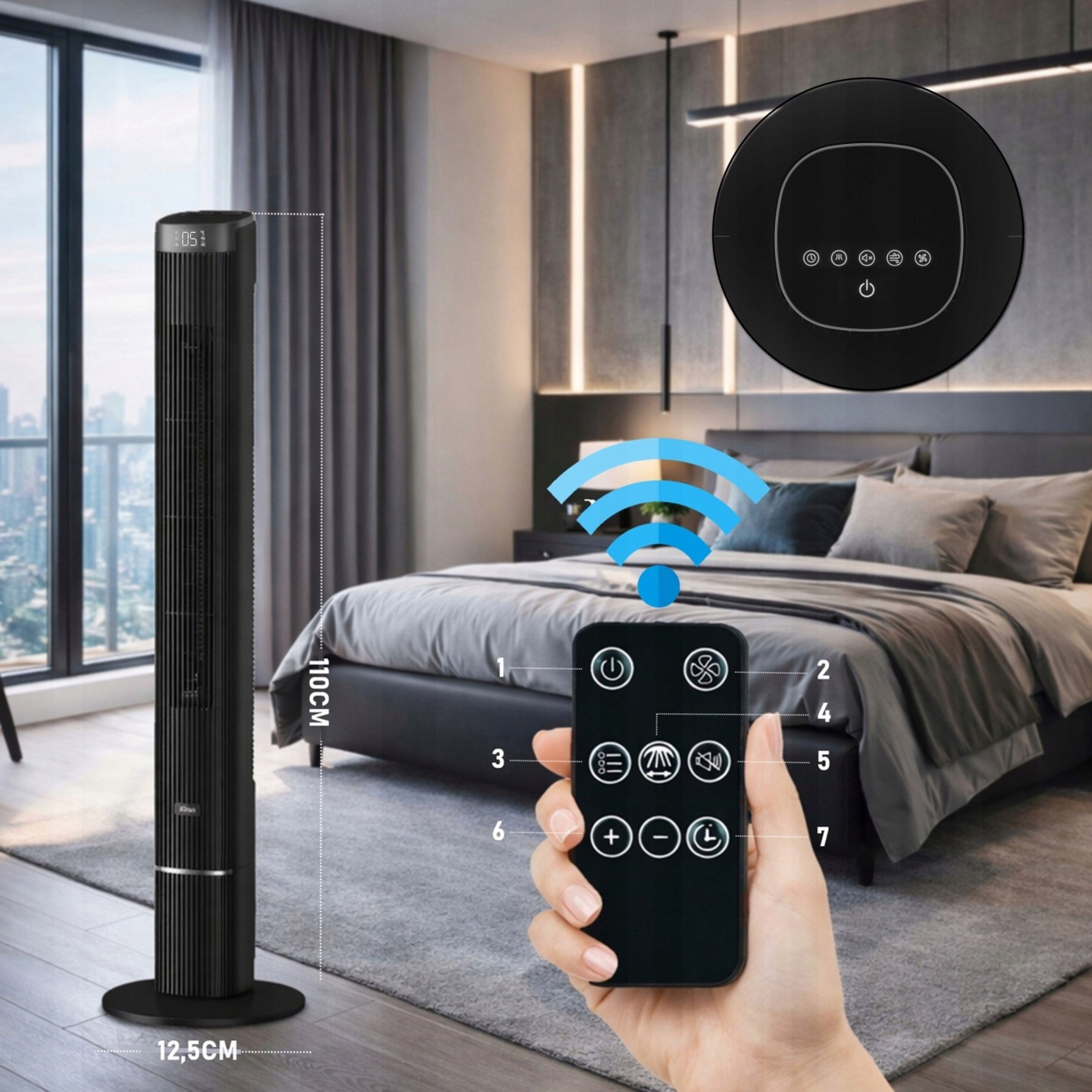Column Fan 12 Speeds Smart 110 Cm 40W Led Remote Control Xxl Brand Zilan