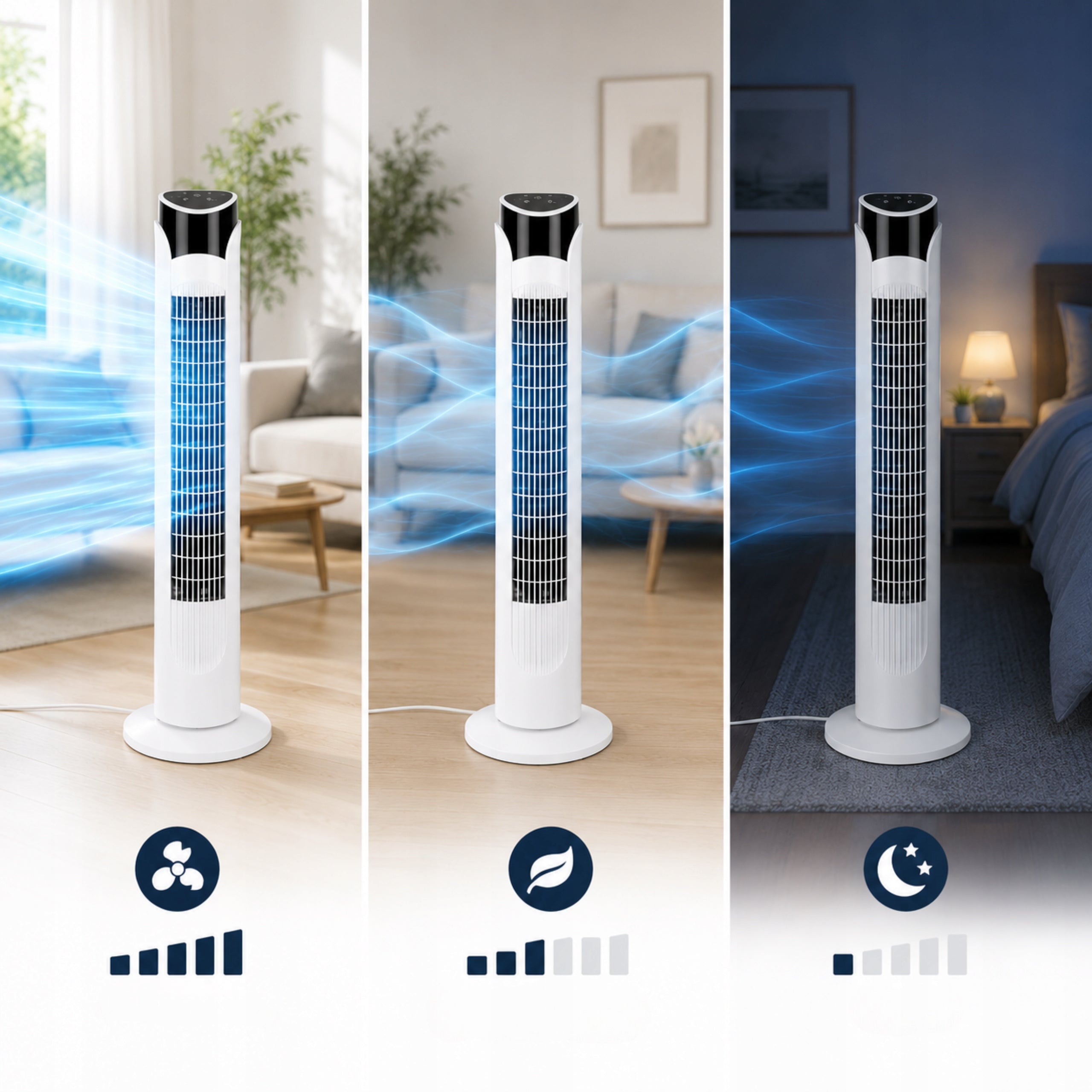 Column Fan Floor Fan Home Quiet with Remote Control 45W Dominant color white
