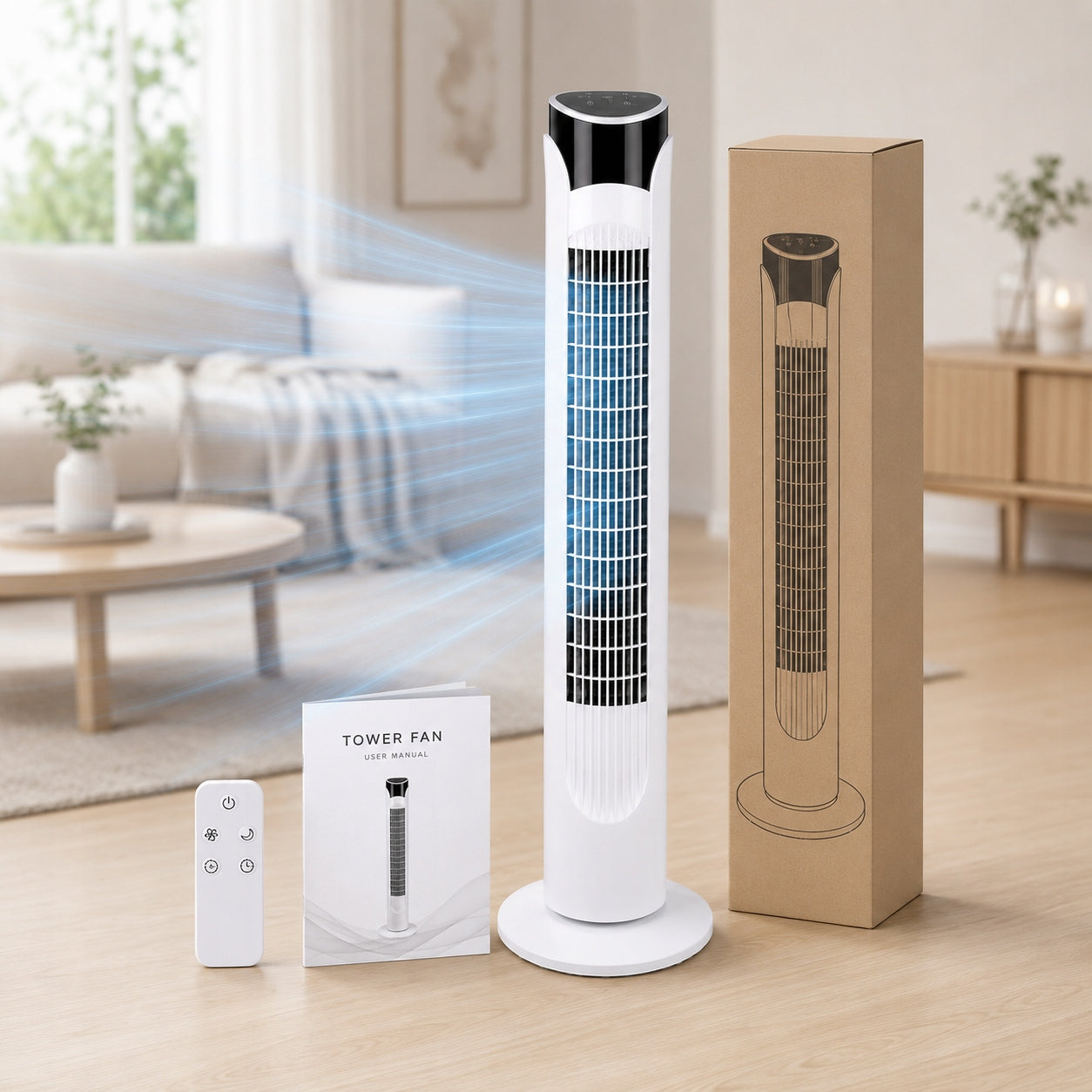 Column Fan Floor Fan Home Quiet with Remote Control 45W Model wiatrak kolumnowy domowy wentylator podłogowy