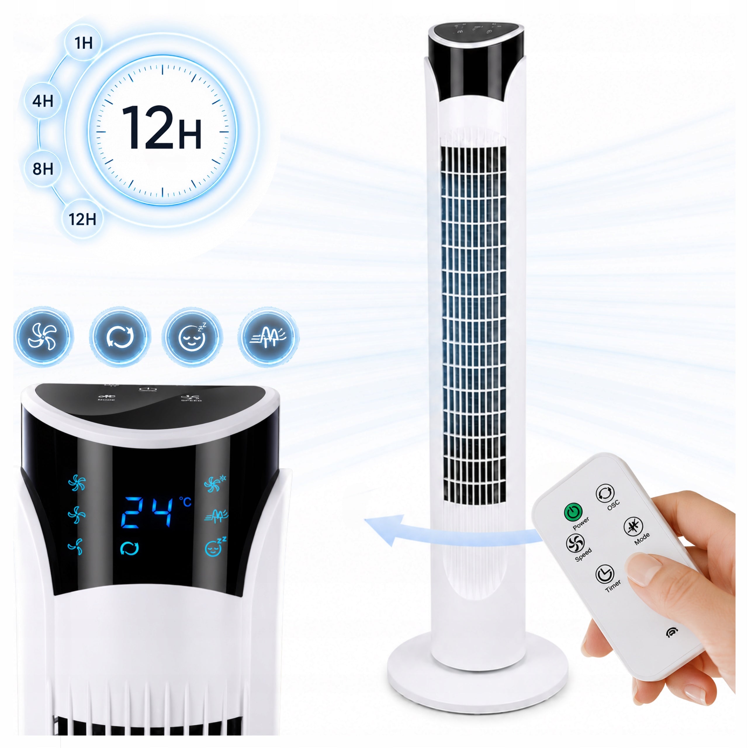Column Fan Floor Fan Home Quiet with Remote Control 45W