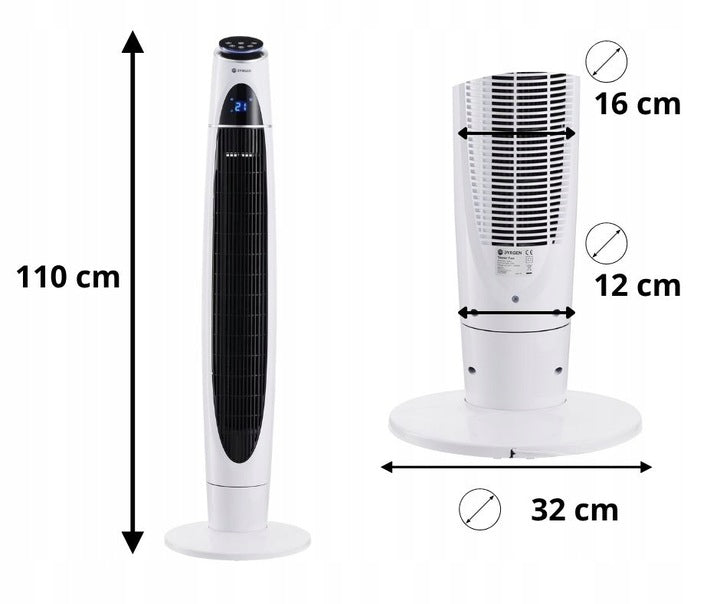 Column Fan Silent Powerful Large 110cm LED BYRGEN 60W AROMA IONIZATION Model SVALE