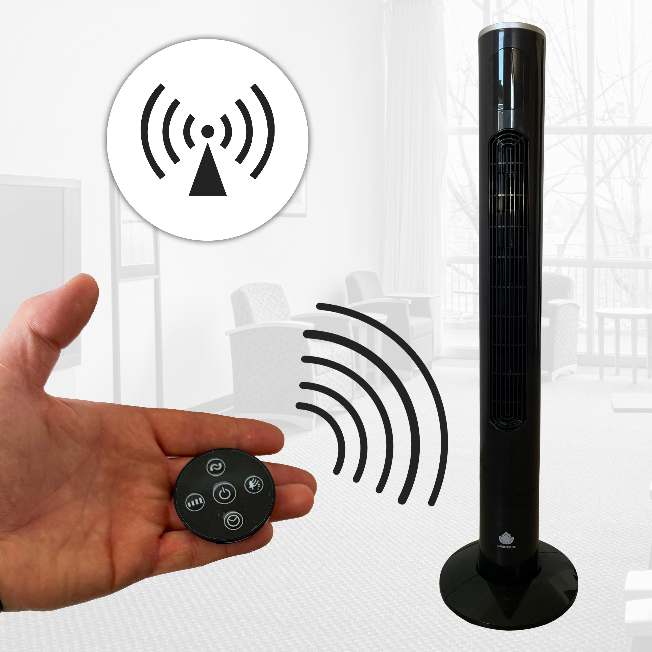 Column Fan Standing Fan Quiet Standing Remote Control Ionization 117cm XL Manufacturer code wentylator kolumnowy duzy 50w GARCOLD-001