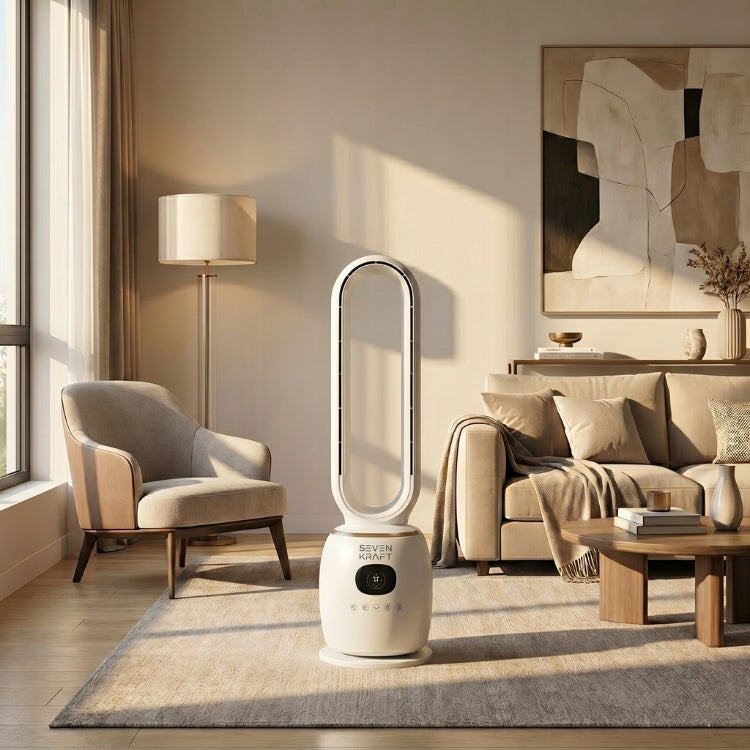 Column Fans Standing Bladeless Quiet LED White + Remote Control Timer Model SK 7345