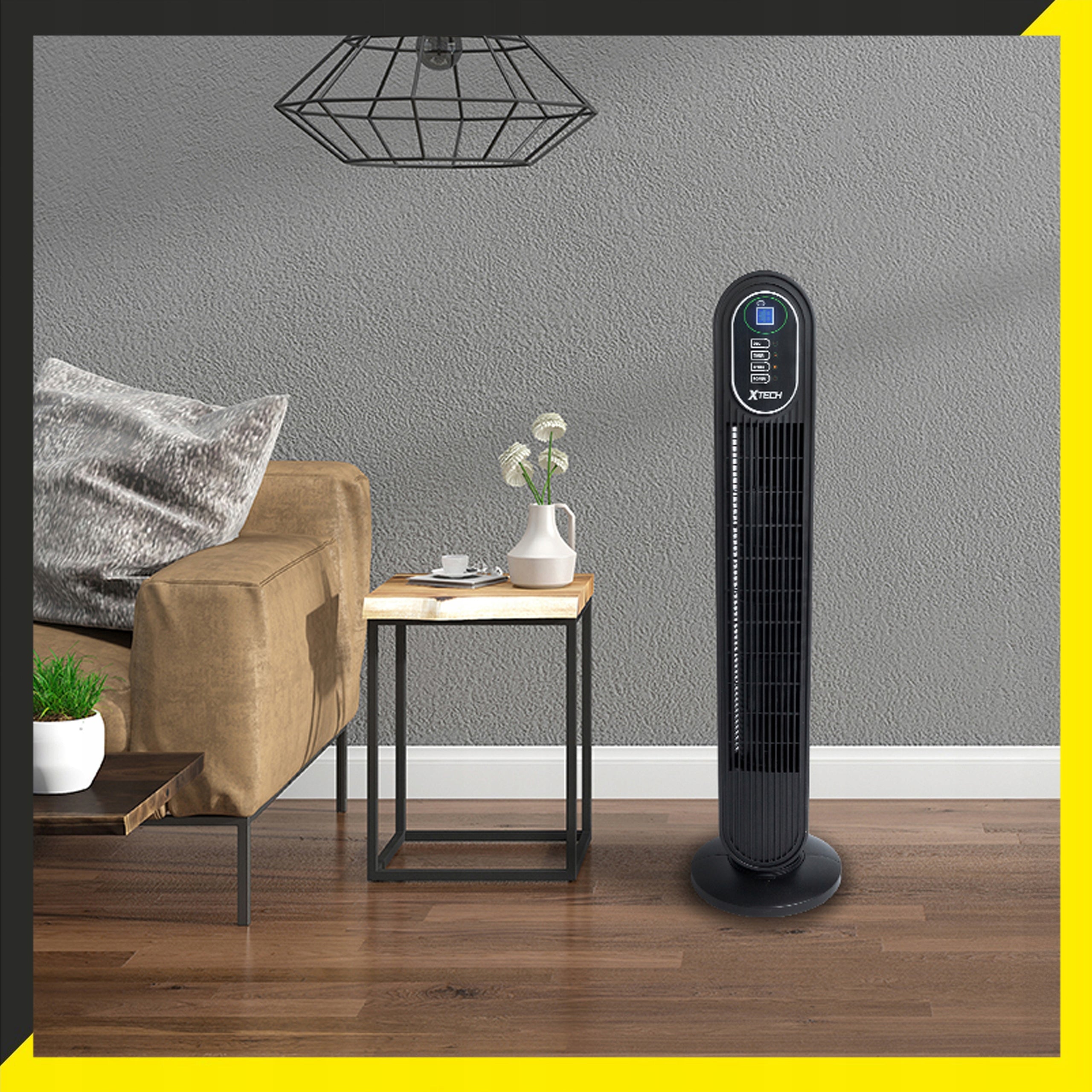 Column Standing Fan Large Quiet Powerful Windmill Black Home Office Functions oscillation tilt angle adjustment timer