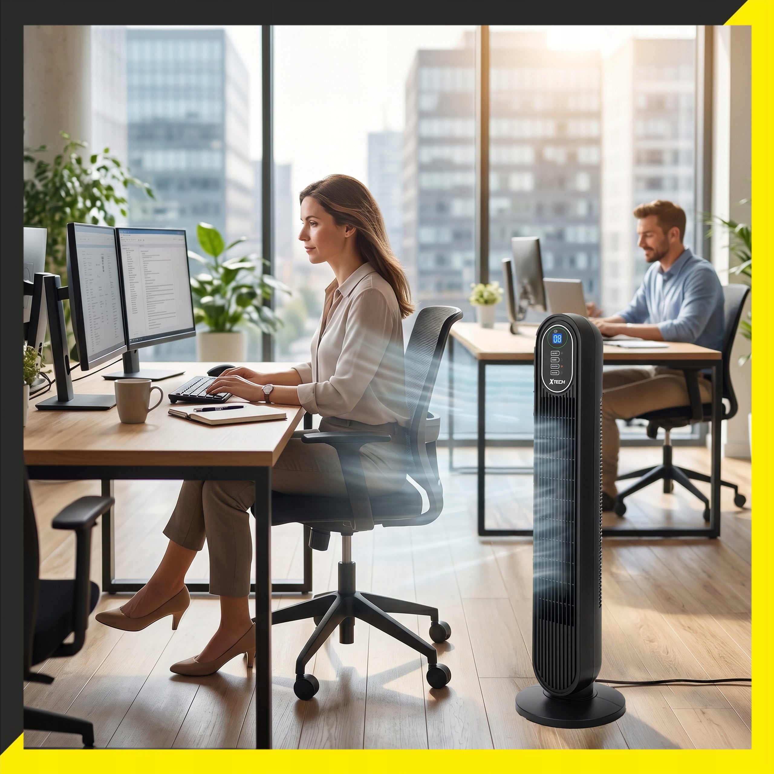 Column Standing Fan Large Quiet Powerful Windmill Black Home Office Model KW-02