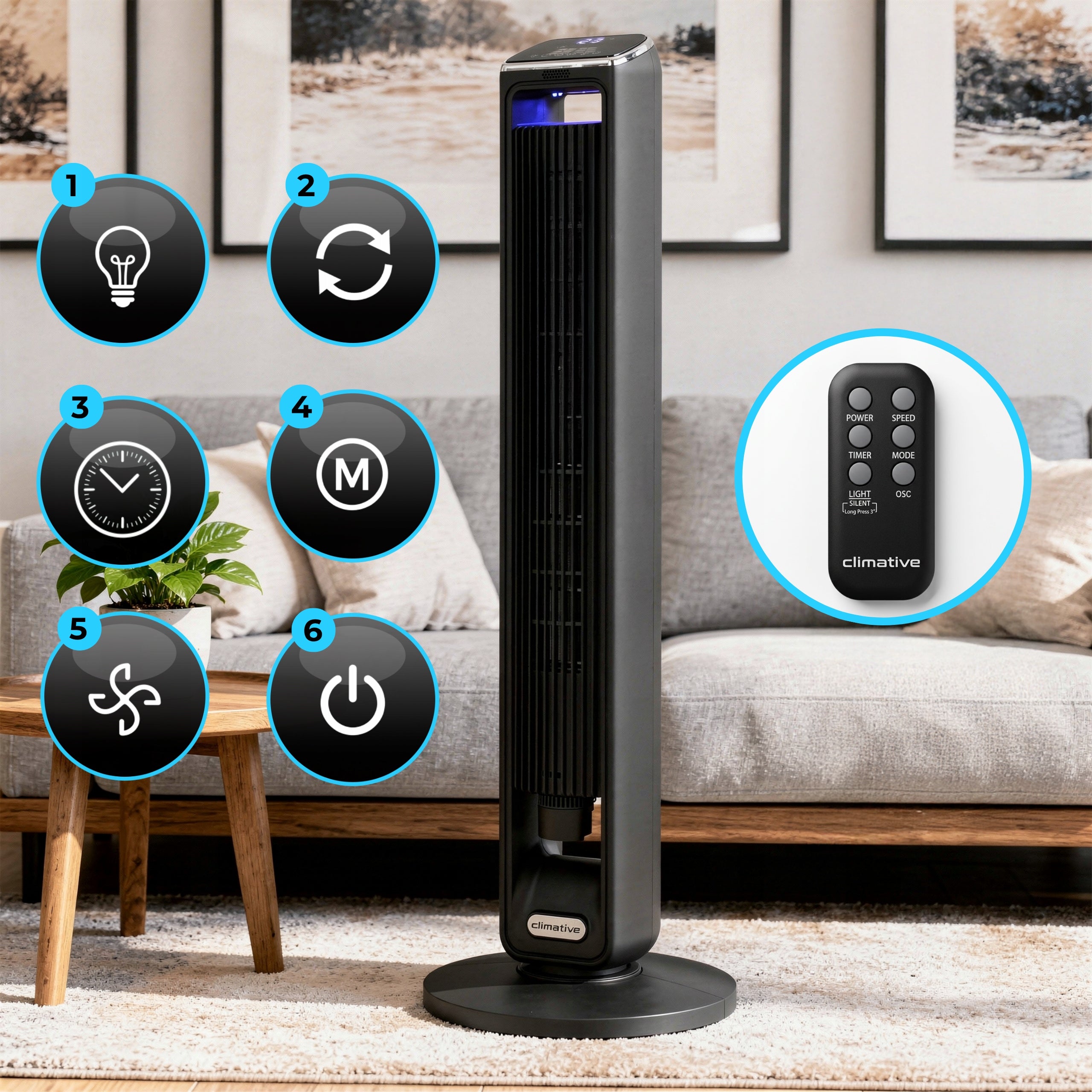Column fan AROMA fan STANDING quiet +WiFi +IONIZATION+SCENT Fan type column