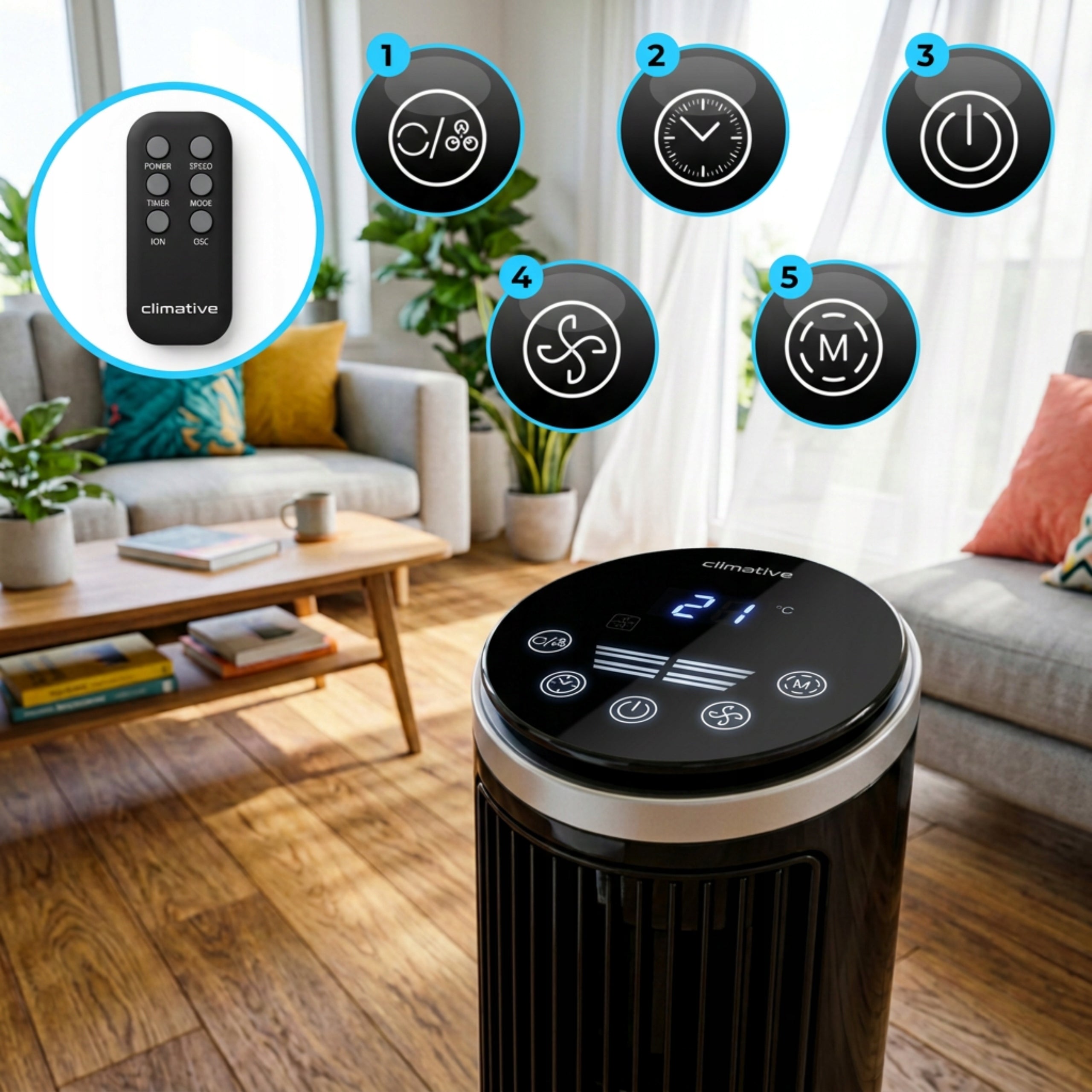 Column fan CLIMATIVE IONIC Windmill silent IONIZATION +AROMA +TIMER Brand Climative