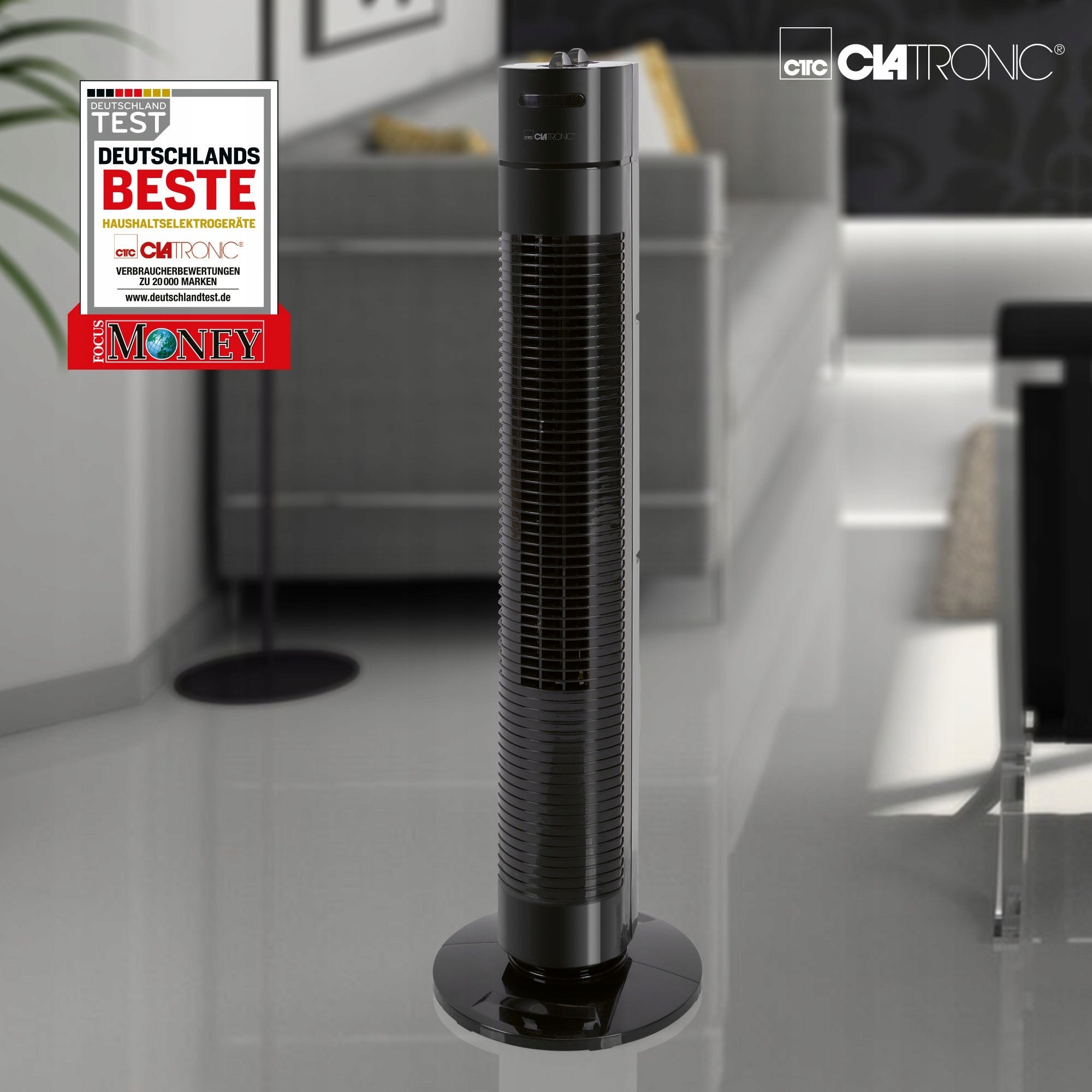 Column fan Clatronic TVL 3770 black 78 cm 35 W oscillation timer Fan type column