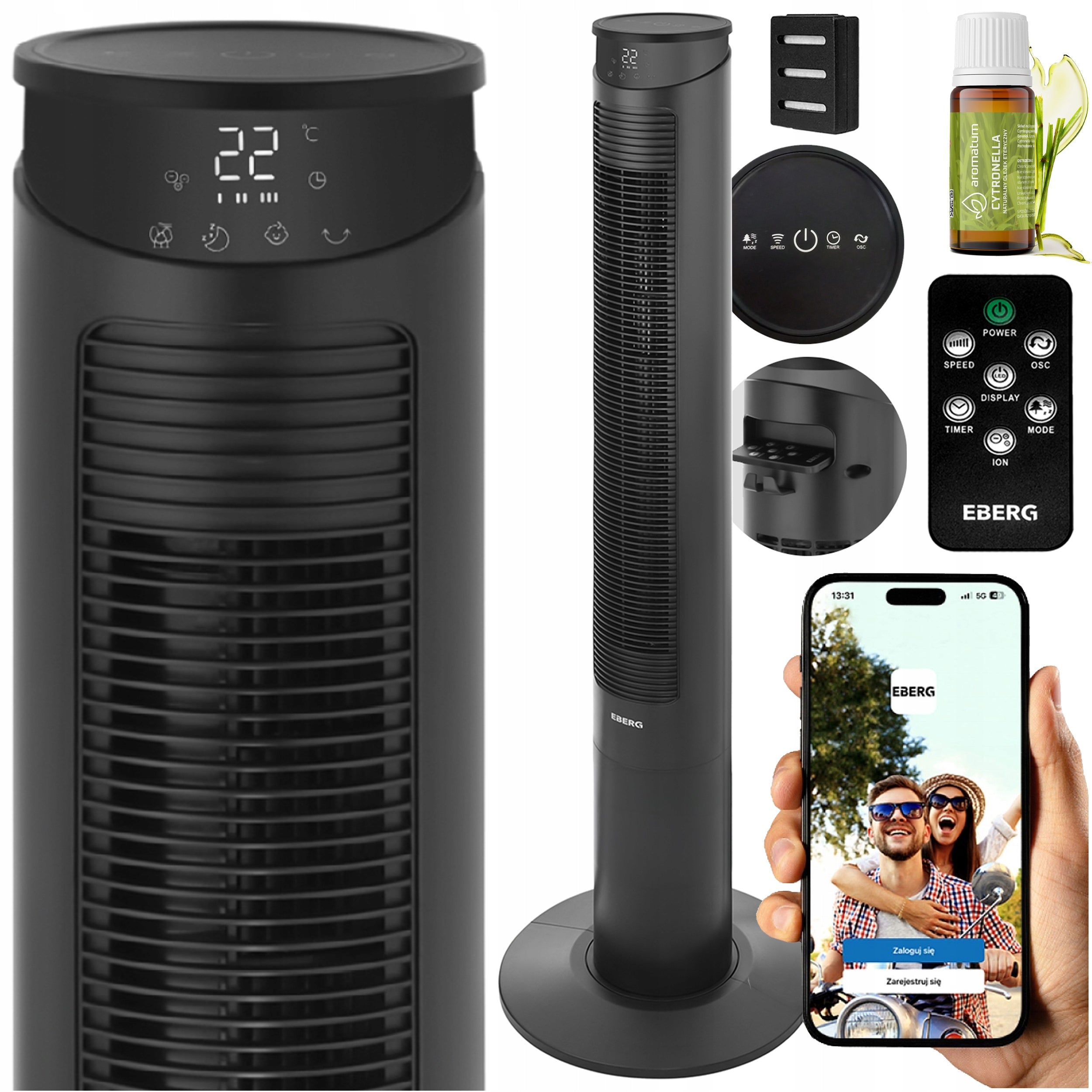 Column fan silent fan EBERG FYN JONY +AROMA +WiFi +10m XXL LED