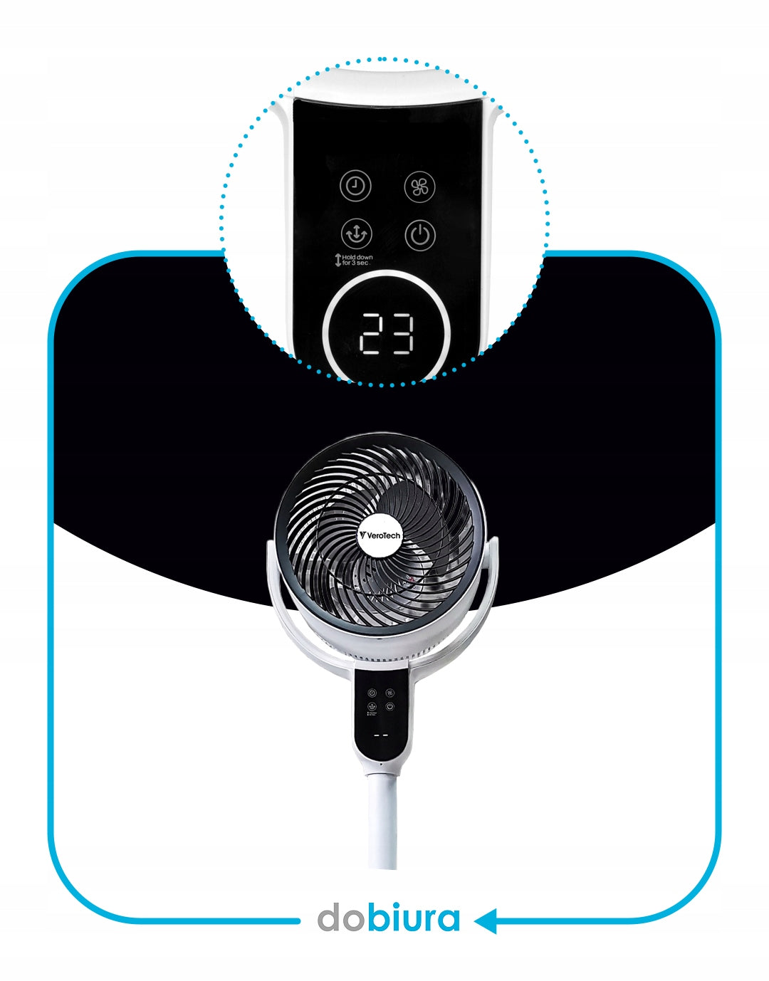 Column floor fan Verotech VF-750 white remote control oscillation 3D Functions Ionization oscillation automatic oscillation tilt angle adjustment height adjustment timer other