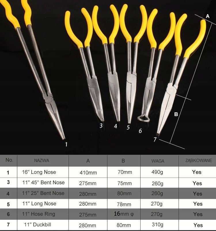 Combination pliers long stripping spark plug pipes Manufacturer code MC03007-PR0