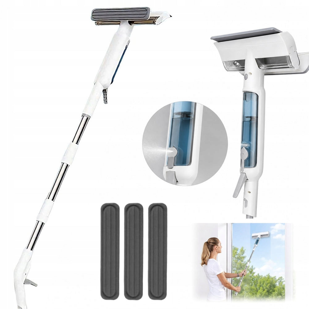 Combo Window Cleaner with Squeegee Sewage Collector Telescopic Stick