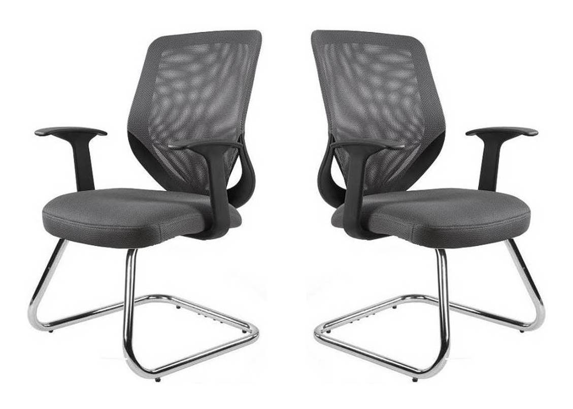 Comfortable Conference Chair Grey Design on Skids, Mesh Backrest EAN (GTIN) 5906122400238
