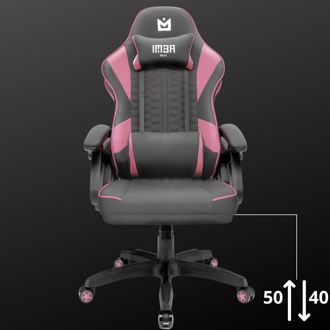 Comfortable Gaming Chair Office Rotating For Computer Grey-Pink Furniture depth 65 cm