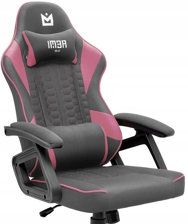 Comfortable Gaming Chair Office Rotating For Computer Grey-Pink Furniture height 127 cm